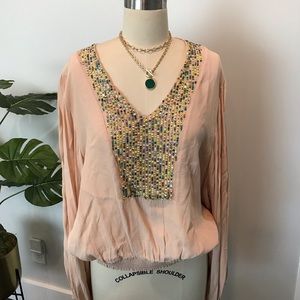 Maeve by Anthropology pale peach with sequin top